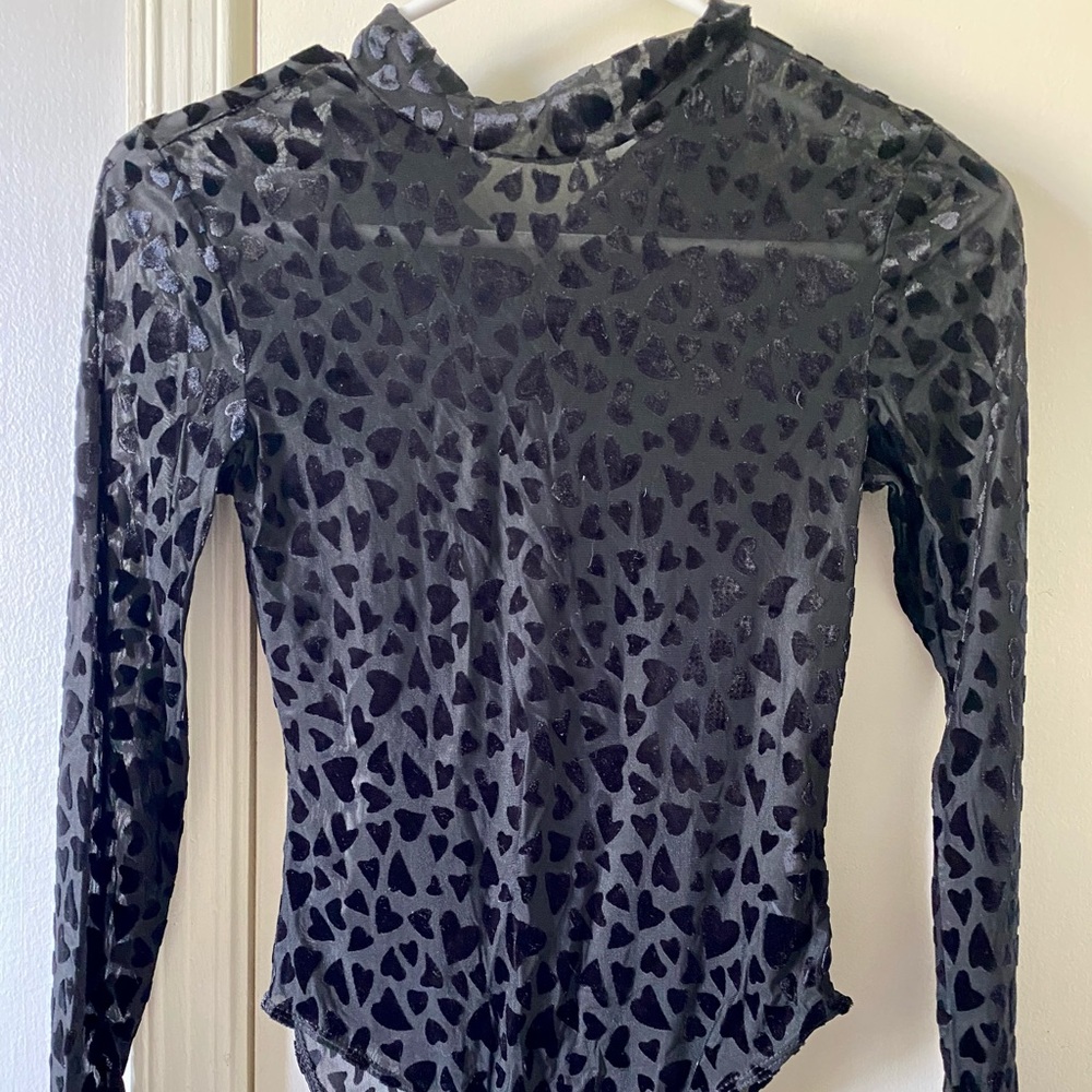 Forever 21 Black Heart Bodysuit